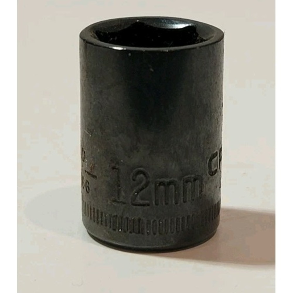 Vintage Black Chrome Craftsman 12mm 6PT 3/8" Drive Shallow Socket S-AD #44566